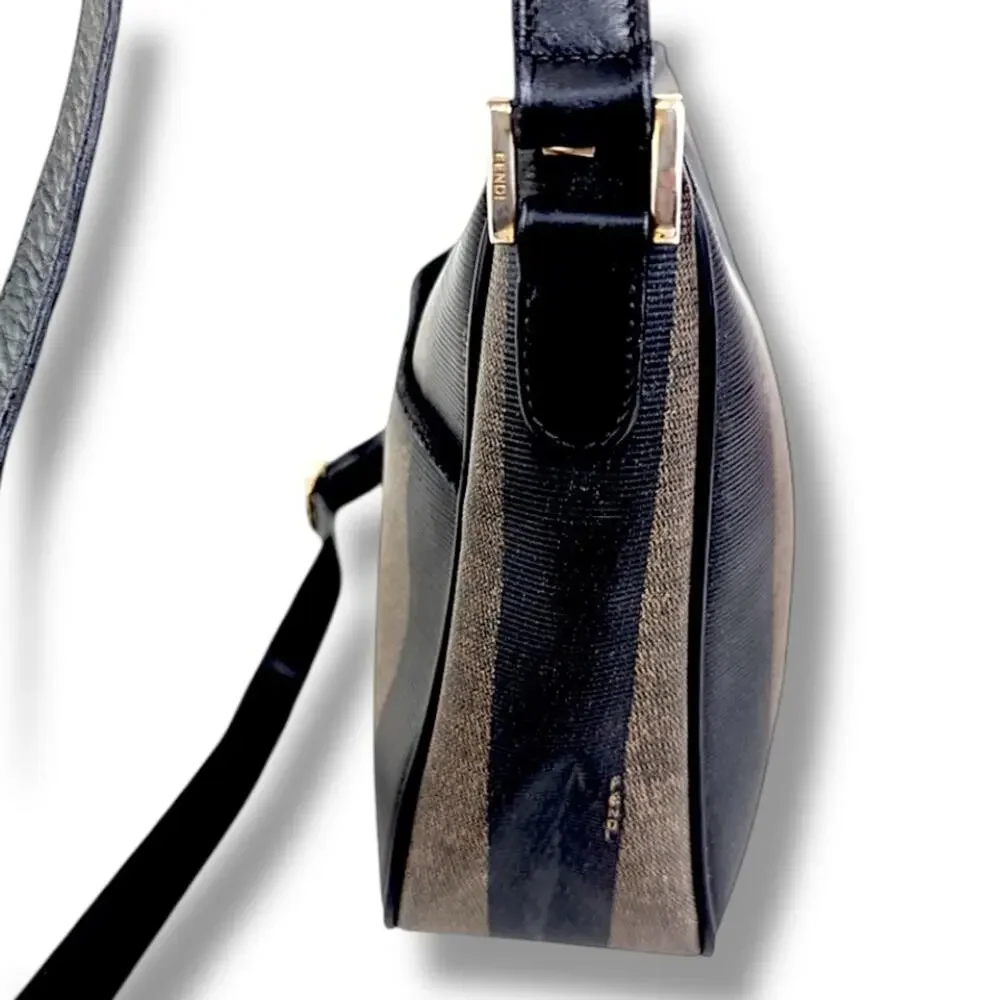 FENDI Black and Taupe Striped Crossbody or Shoulder Bag VTG